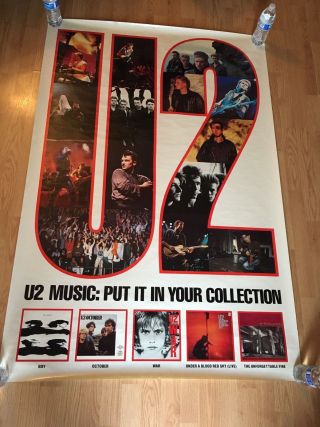 Vintage U2 Record Store Large Promo Poster 1984 - Bono - Edge