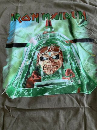 Iron Maiden Aces High T Shirt Adult Xl Military Green Very Rare Legacy