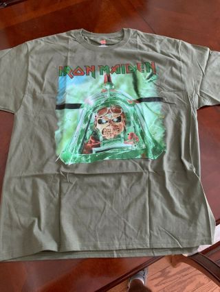 IRON MAIDEN ACES HIGH T SHIRT ADULT XL MILITARY GREEN VERY RARE LEGACY 2