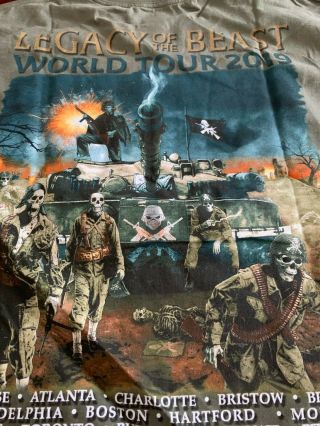 IRON MAIDEN ACES HIGH T SHIRT ADULT XL MILITARY GREEN VERY RARE LEGACY 7