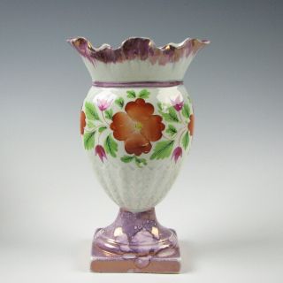 Antique Pink Luster Pearlware Glaze Mantel Vase Staffordshire Early 19th Century