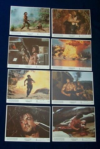 Rambo First Blood Part 2 Lobby Card Set Of 8 1985 Ii Sylvester Stallone