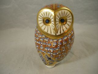 Royal Crown Derby Bone China Barn Owl 22k Gold Accents Paperweight Figurine