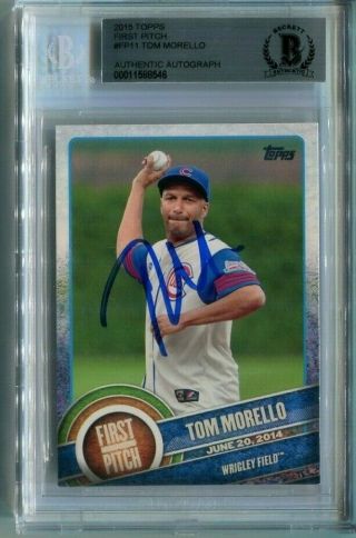 Ratm Tom Morello Signed Autographed 2015 Topps First Pitch Card Beckett (bas)
