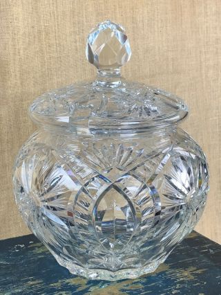 Vintage French Crystal Lidded Punch Bowl