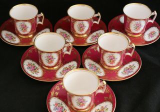 Set 6 Royal Chelsea England Bone China Rose Floral Gold Tea Cups & Saucers 5013A 2