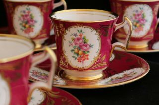 Set 6 Royal Chelsea England Bone China Rose Floral Gold Tea Cups & Saucers 5013A 4