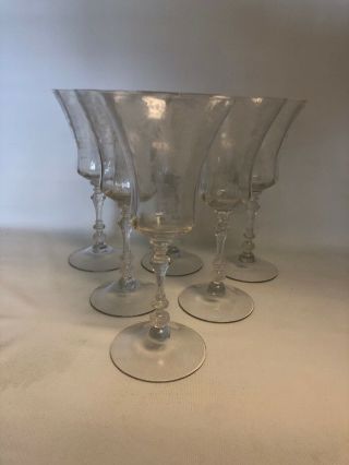 Cambridge Rosepoint Water Goblets (6) Stem 3500 8 - 3/8 "