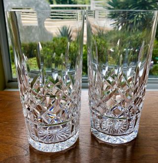 2 Waterford Crystal Lismore Highball Hiball Glasses Tumbler 5.  5 " 12 Oz