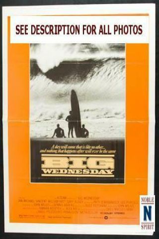 Noblespirit Rare 1978 Big Wednesday 27x41 " Folded Movie Poster
