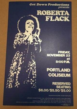 Roberta Flack 1973 Portland Concert Poster Not Aretha Rare Vintage R&b