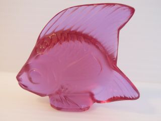 Lalique Crystal Poisson Fish Pink Size 1 7/8 " High X 2 " Wide France