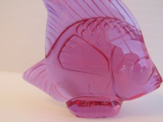 LALIQUE CRYSTAL POISSON FISH PINK Size 1 7/8 