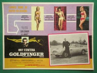 Goldfinger Sean Connery James Bond 007 Aston Martin Bikini Mexican Lobby Card