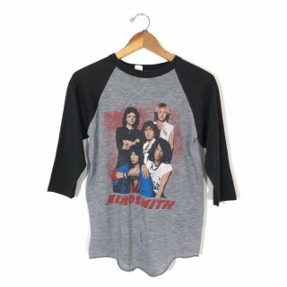 Vintage Aerosmith 84 - 85 Back In The Saddle Raglan Sleeve Tour T - Shirt Gray Black