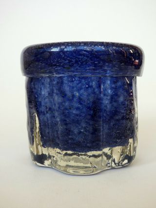 Plus Benny Moztfeldt Bubbly Blue Glass Vase Norway Mid Century Modern Retro