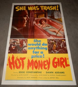 Vintage Movie Poster - - Hot Money Girl (1964) Bad Girl Graphics,  Great Cond