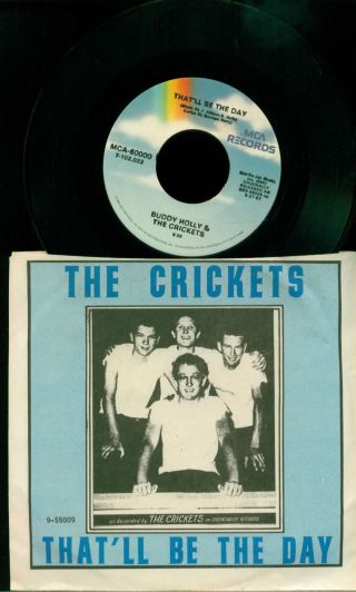 Very Rare 45 Rpm Record With Picture Sleeve,  The Crickets (buddy Holly) Mca 55009