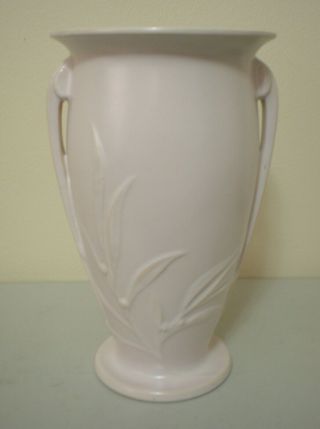 Xl Vtg Art Deco Roseville Pottery Floor Vase 836 - 12 " Ivory Slender Leaf & Berry