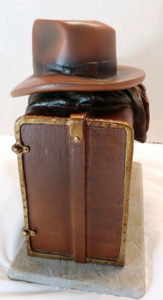 INDIANA JONES DIORAMA 2008 RESIN SUITCASE W/ STICKERS,  HAT,  JACKET FOR MOVIE DVD 5