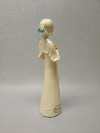 Louise Auger lady with blue flower Art Pottery figurine Canada 7 