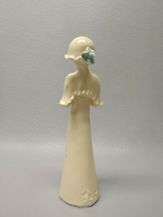 Louise Auger lady with blue flower Art Pottery figurine Canada 7 