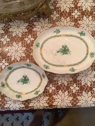 Herend Pattern Chinese Bouquet Green Or Apponyi Verte Serving Dishes