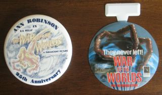 H G Wells War Of The Worlds Signed Ann Robinson 25th Anniversary Button Sci - Fi