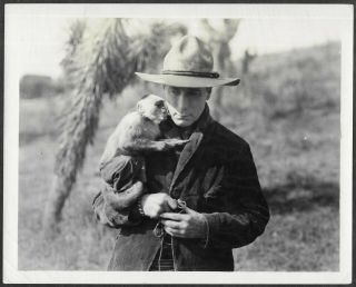 Western William S.  Hart 1920s Silent Film Stamped Promo Photo Monkey