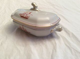 Spode Trade Winds Red Oval Vegetable Serving Dish With Lid 4