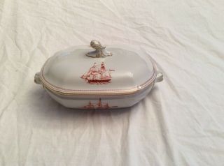 Spode Trade Winds Red Oval Vegetable Serving Dish With Lid 5