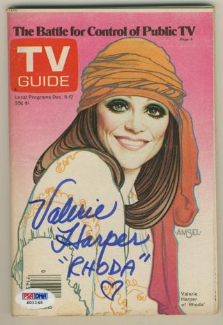Valerie Harper " Rhoda " Signed Auto Tv Guide Dec 1976 Psa/dna