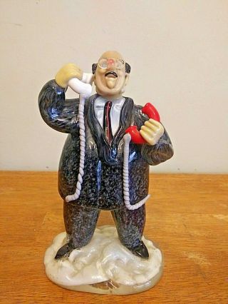 Czech Art Glass Man With Phone Figurine