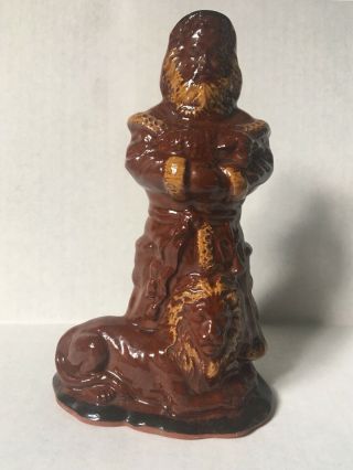Ned Foltz Pottery Redware Santa And Lion Figurine Signed Dated 1996 Hard To Find