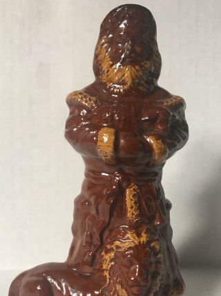 Ned Foltz Pottery Redware Santa and Lion Figurine Signed Dated 1996 Hard To Find 2
