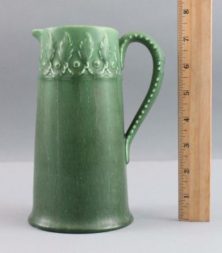 Antique Jst & Co Hampshire Pottery Matte Green Glaze Holly Berry Pitcher Nr