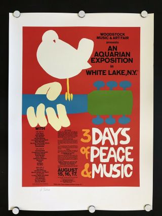Arnold Skolnick Signed Woodstock Poster Reprint