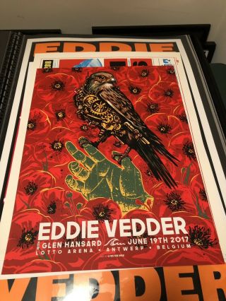 Eddie Vedder / Pearl Jam/ Munk One Antwerp Belgium Solo Tour Poster / 2017