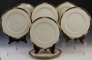 8 Pc Vintage Lenox Hancock Presidential Enamel Dots Porcelain Dinner Plate Set