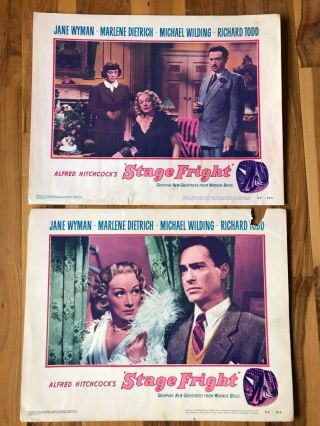 2 Lobby Cards 11x14: Stage Fright (1950) Jane Wyman,  Marleine Dietrich
