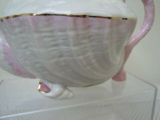 BELLEEK NEPTUNE Teapot,  Sugar Bowl,  Creamer - 2 - Tea cups & Saucers IRELAND 4