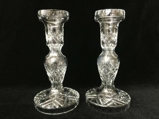 Pair Waterford Crystal Lismore Candlesticks Holders,  8 " Tall,  3 3/4 " W (bottom)