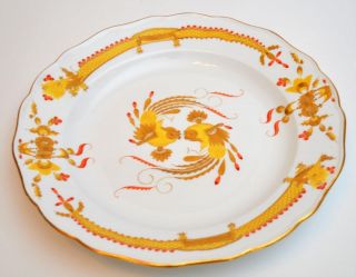 Anq Meissen Crossed Sword Mark Yellow Dragon Red Dot 6 1/8 " Bread & Butter Plate