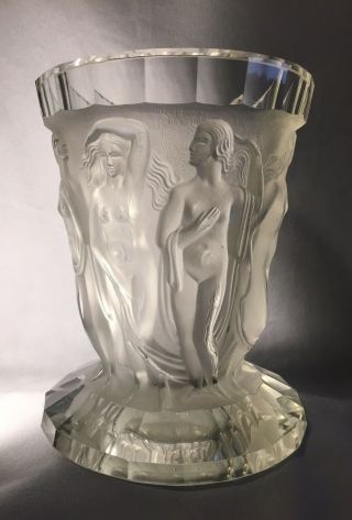 Original/curt Schlevogt/art Deco/8 Nude Deities/crystal Vase/bohemian Czech.