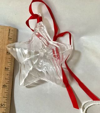 STEUBEN Clear Crystal Art Glass Ornament Holiday 5 Point Star Sculpture in Bag 3