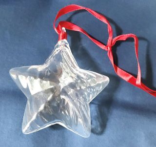 STEUBEN Clear Crystal Art Glass Ornament Holiday 5 Point Star Sculpture in Bag 4