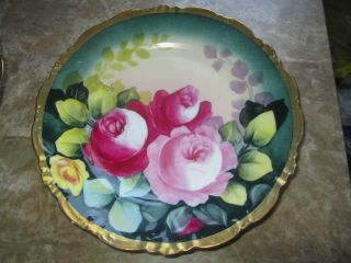 Antique Set of 6 Royal Vienna Austria Hand Painted Roses Plate Artist Signed 2