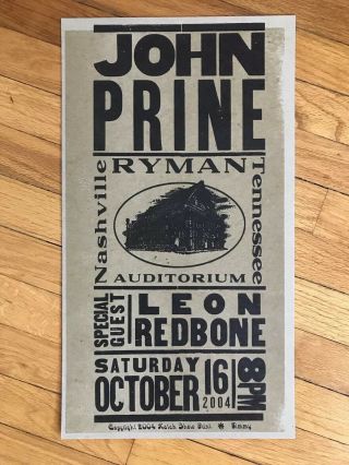 John Prine Hatch Show Print Ryman Nashville Poster,  Leon Redbone Gigposter