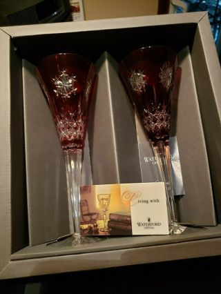 Waterford Snow Crystal Flutes Ruby Red