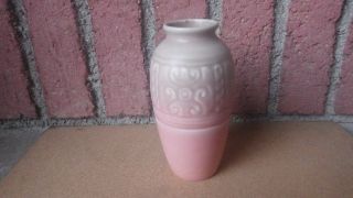 Antique 1928 Rookwood Art Deco Pottery Vase 2888 Pink & Green Matte Glaze Scroll